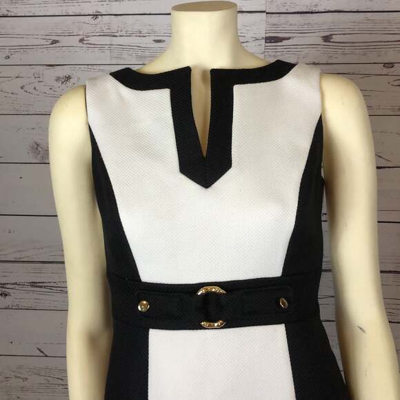Tahari Arthur S. Levine Black & White Houndstooth Sheath Dress size 2 - Picture 3 of 12